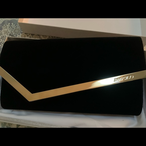 Jimmy Choo Clutch Bag. Black Lizard printed velvet. - Picture 5 of 16